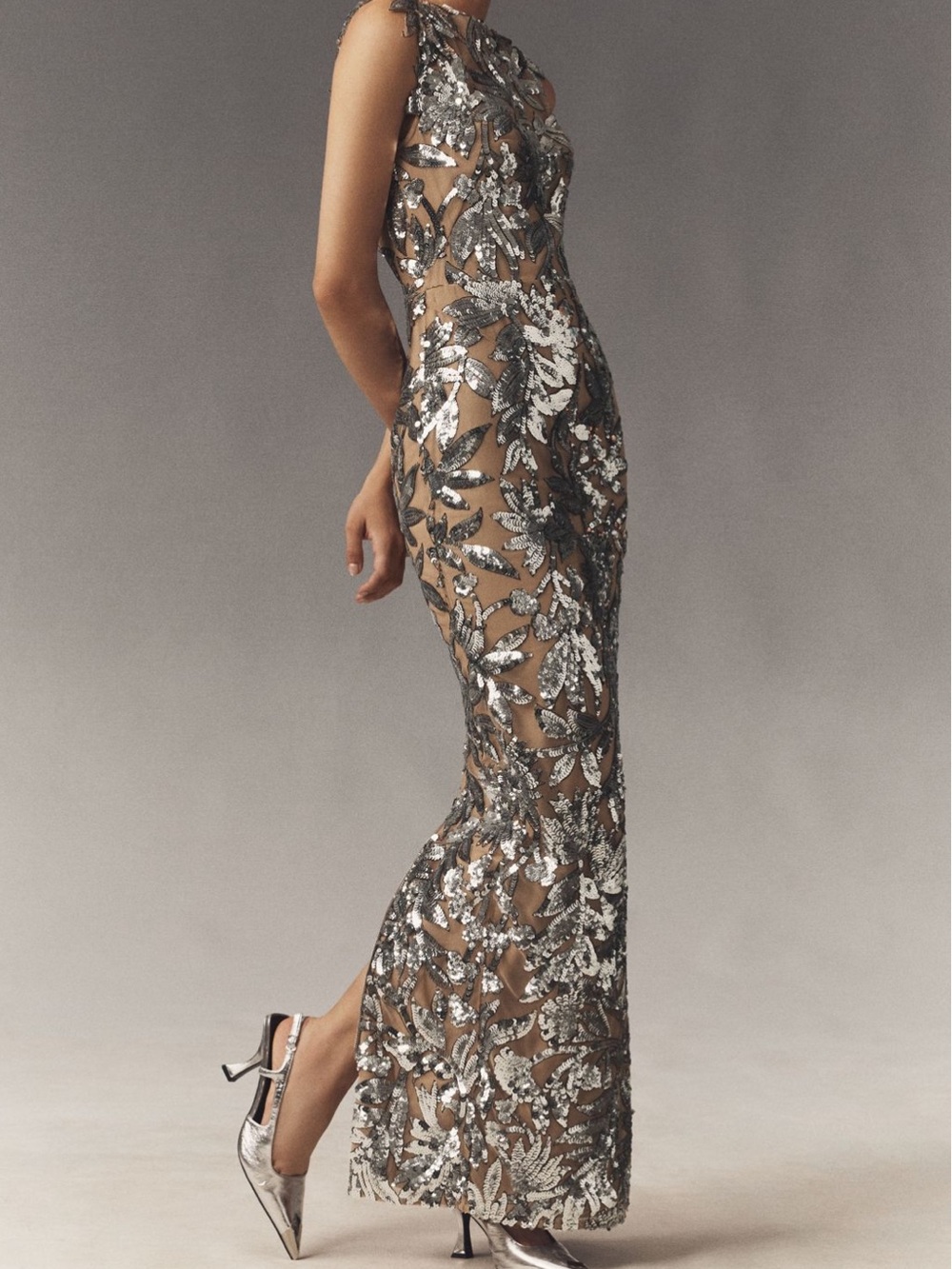 Bronx and Banco Violet Silver Maxi Dress US 8L